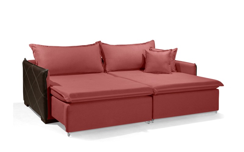 Sofá Sem Caixa Retrátil Reclinável MÔNACO 2.20m ESTILO ESTOFADOS - França Linhosoft COR "Vermelho" Sofá Sem Caixa Retrátil Reclinável MÔNACO 2.20m ESTILO ESTOFADOS - França Linhosoft COR "Vermelho"