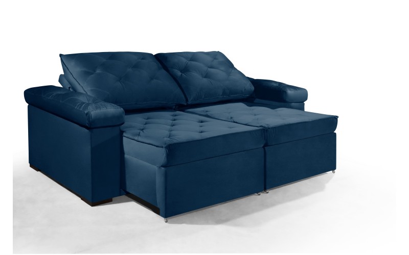 Sofá Retrátil e Reclinável 2.50m ESTILO ESTOFADOS - STAMBULL com SoftGel D33 Velusoft "Azul" Sofá Retrátil e Reclinável 2.50m ESTILO ESTOFADOS - STAMBULL com SoftGel D33 Velusoft "Azul"