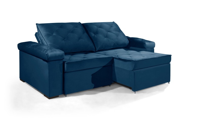 Sofá Retrátil e Reclinável 2.50m ESTILO ESTOFADOS - STAMBULL com SoftGel D33 Velusoft "Azul" Sofá Retrátil e Reclinável 2.50m ESTILO ESTOFADOS - STAMBULL com SoftGel D33 Velusoft "Azul"