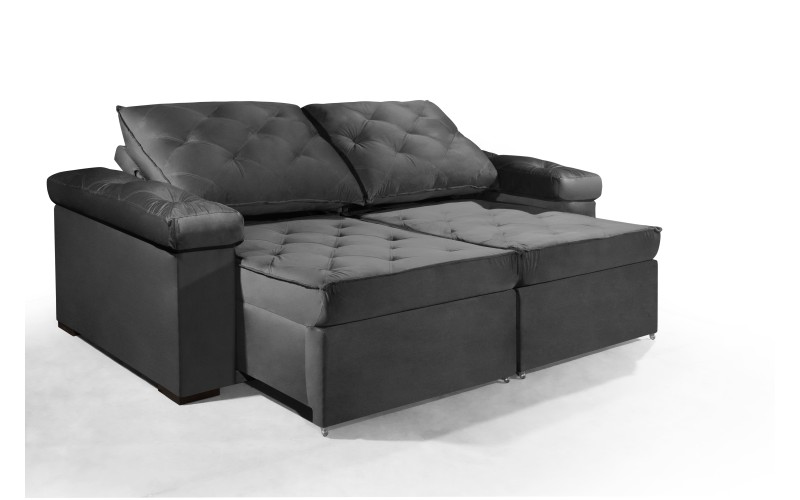 Sofá Retrátil e Reclinável 2.20m ESTILO ESTOFADOS - STAMBULL com SoftGel D33 Velusoft "Cinza" Sofá Retrátil e Reclinável 2.20m ESTILO ESTOFADOS - STAMBULL com SoftGel D33 Velusoft "Cinza"