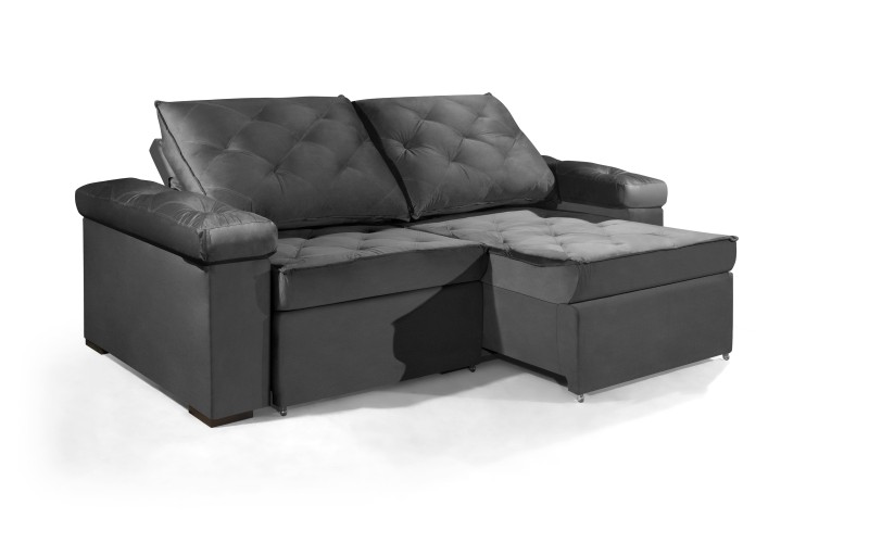 Sofá Retrátil e Reclinável 2.20m ESTILO ESTOFADOS - STAMBULL com SoftGel D33 Velusoft "Cinza" Sofá Retrátil e Reclinável 2.20m ESTILO ESTOFADOS - STAMBULL com SoftGel D33 Velusoft "Cinza"