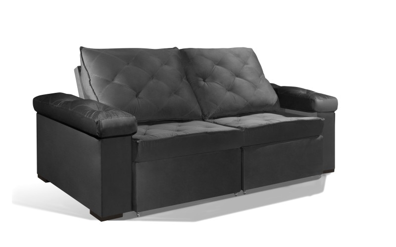 Sofá Retrátil e Reclinável 2.20m ESTILO ESTOFADOS - STAMBULL com SoftGel D33 Velusoft "Cinza" Sofá Retrátil e Reclinável 2.20m ESTILO ESTOFADOS - STAMBULL com SoftGel D33 Velusoft "Cinza"