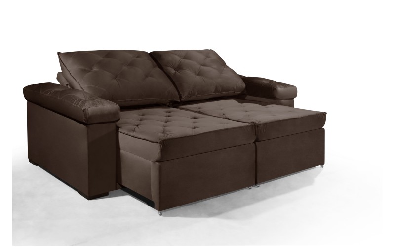 Sofá Retrátil e Reclinável 2.20m ESTILO ESTOFADOS - STAMBULL com SoftGel D33 Velusoft "Marrom" Sofá Retrátil e Reclinável 2.20m ESTILO ESTOFADOS - STAMBULL com SoftGel D33 Velusoft "Marrom"