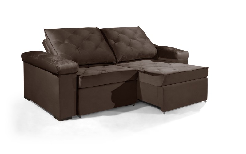 Sofá Retrátil e Reclinável 2.20m ESTILO ESTOFADOS - STAMBULL com SoftGel D33 Velusoft "Marrom" Sofá Retrátil e Reclinável 2.20m ESTILO ESTOFADOS - STAMBULL com SoftGel D33 Velusoft "Marrom"
