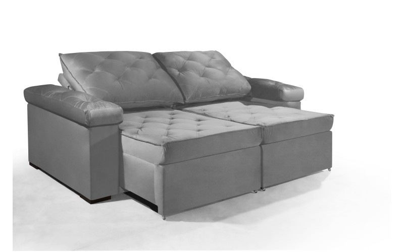 Sofá Retrátil e Reclinável 2.20m ESTILO ESTOFADOS - STAMBULL com SoftGel D33 Velusoft "Prata" Sofá Retrátil e Reclinável 2.20m ESTILO ESTOFADOS - STAMBULL com SoftGel D33 Velusoft "Prata"