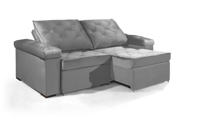 Sofá Retrátil e Reclinável 2.50m ESTILO ESTOFADOS - STAMBULL com SoftGel D33 Velusoft "Prata"