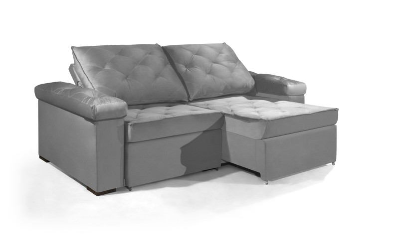 Sofá Retrátil e Reclinável 2.20m ESTILO ESTOFADOS - STAMBULL com SoftGel D33 Velusoft "Prata" Sofá Retrátil e Reclinável 2.20m ESTILO ESTOFADOS - STAMBULL com SoftGel D33 Velusoft "Prata"