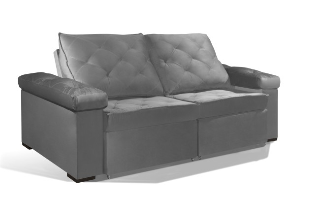 Sofá Retrátil e Reclinável 2.50m ESTILO ESTOFADOS - STAMBULL com SoftGel D33 Velusoft "Prata"