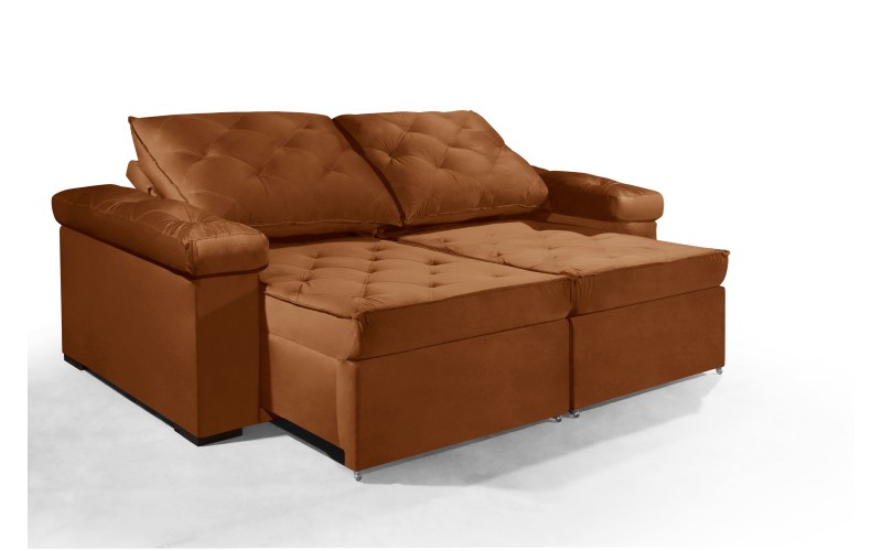Sofá Retrátil e Reclinável 2.50m ESTILO ESTOFADOS - STAMBULL com SoftGel D33 Velusoft "Terracota" Sofá Retrátil e Reclinável 2.50m ESTILO ESTOFADOS - STAMBULL com SoftGel D33 Velusoft "Terracota"