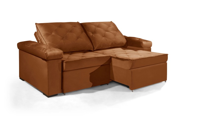 Sofá Retrátil e Reclinável 2.50m ESTILO ESTOFADOS - STAMBULL com SoftGel D33 Velusoft "Terracota" Sofá Retrátil e Reclinável 2.50m ESTILO ESTOFADOS - STAMBULL com SoftGel D33 Velusoft "Terracota"