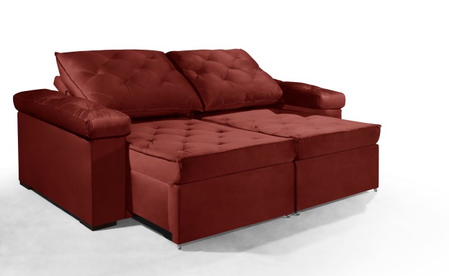 Sofá Retrátil e Reclinável 2.20m ESTILO ESTOFADOS - STAMBULL com SoftGel D33 Velusoft "Vermelho"