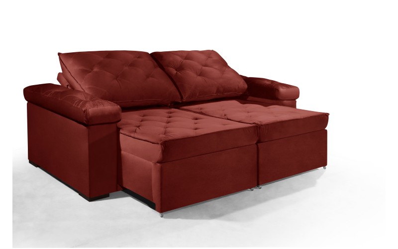 Sofá Retrátil e Reclinável 2.20m ESTILO ESTOFADOS - STAMBULL com SoftGel D33 Velusoft "Vermelho" Sofá Retrátil e Reclinável 2.20m ESTILO ESTOFADOS - STAMBULL com SoftGel D33 Velusoft "Vermelho"