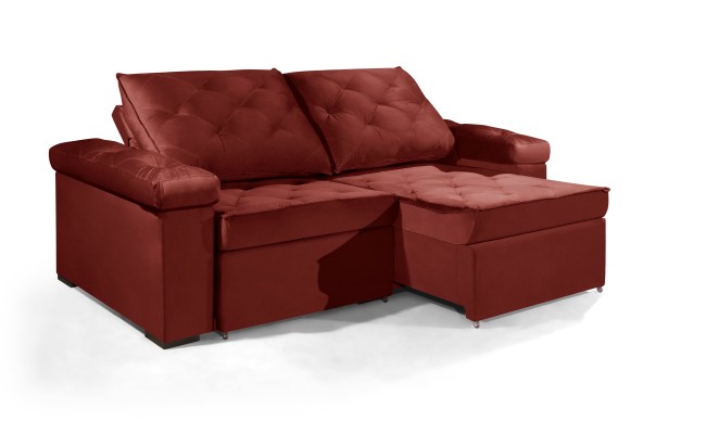 Sofá Retrátil e Reclinável 2.50m ESTILO ESTOFADOS - STAMBULL com SoftGel D33 Velusoft "Vermelho"