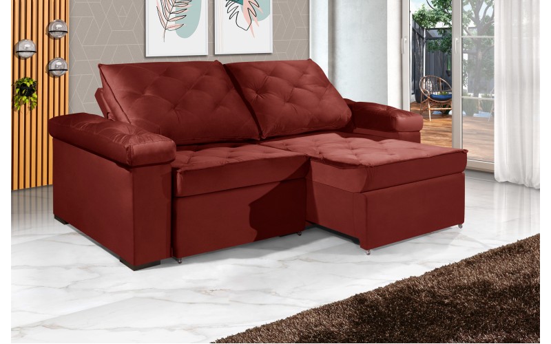 Sofá Retrátil e Reclinável 2.20m ESTILO ESTOFADOS - STAMBULL com SoftGel D33 Velusoft "Vermelho" Sofá Retrátil e Reclinável 2.20m ESTILO ESTOFADOS - STAMBULL com SoftGel D33 Velusoft "Vermelho"