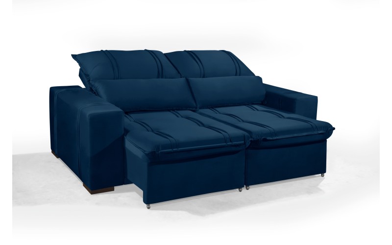Sofá Retrátil e Reclinável 2.20m ESTILO ESTOFADOS - THOR com SoftGel D33 Velusoft "Azul" Sofá Retrátil e Reclinável 2.20m ESTILO ESTOFADOS - THOR com SoftGel D33 Velusoft "Azul"
