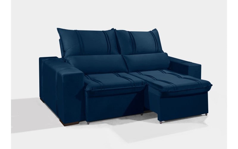 Sofá Retrátil e Reclinável 2.20m ESTILO ESTOFADOS - THOR com SoftGel D33 Velusoft "Azul" Sofá Retrátil e Reclinável 2.20m ESTILO ESTOFADOS - THOR com SoftGel D33 Velusoft "Azul"