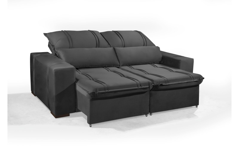 Sofá Retrátil e Reclinável 2.50m ESTILO ESTOFADOS - THOR com SoftGel D33 Velusoft "Cinza" Sofá Retrátil e Reclinável 2.50m ESTILO ESTOFADOS - THOR com SoftGel D33 Velusoft "Cinza"