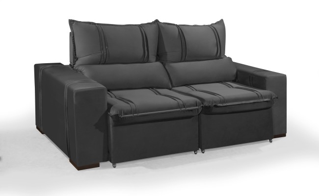 Sofá Retrátil e Reclinável 2.90m ESTILO ESTOFADOS - THOR com SoftGel D33 Velusoft "Cinza"