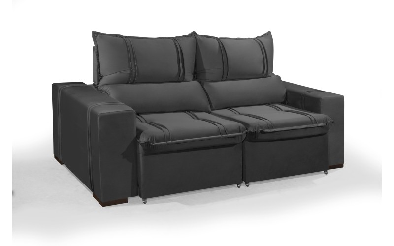 Sofá Retrátil e Reclinável 2.50m ESTILO ESTOFADOS - THOR com SoftGel D33 Velusoft "Cinza" Sofá Retrátil e Reclinável 2.50m ESTILO ESTOFADOS - THOR com SoftGel D33 Velusoft "Cinza"