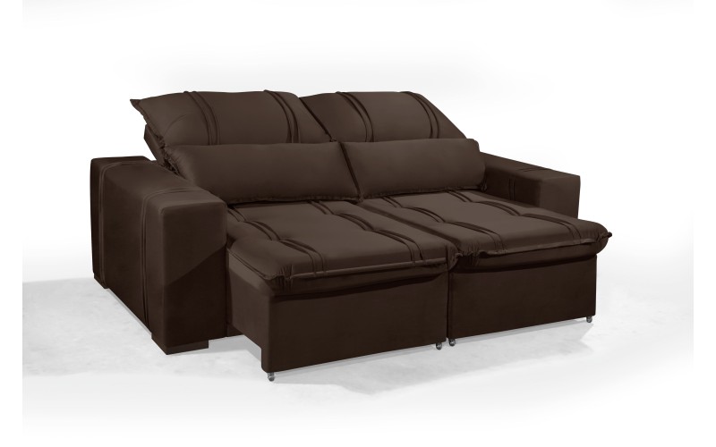 Sofá Retrátil e Reclinável 2.20m ESTILO ESTOFADOS - THOR com SoftGel D33 Velusoft "Marrom" Sofá Retrátil e Reclinável 2.20m ESTILO ESTOFADOS - THOR com SoftGel D33 Velusoft "Marrom"