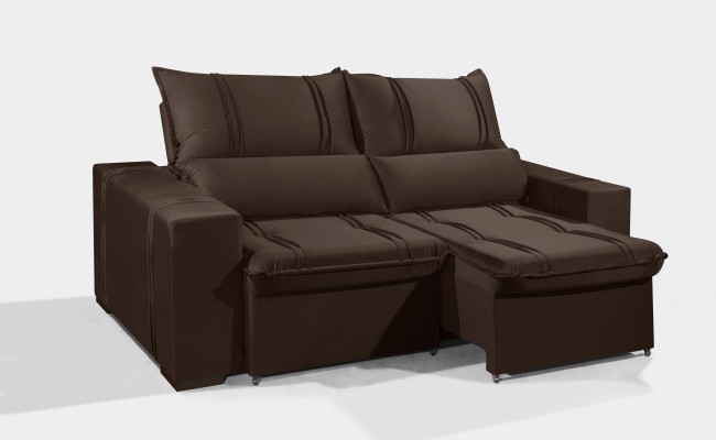 Sofá Retrátil e Reclinável 2.50m ESTILO ESTOFADOS - THOR com SoftGel D33 Velusoft "Marrom"