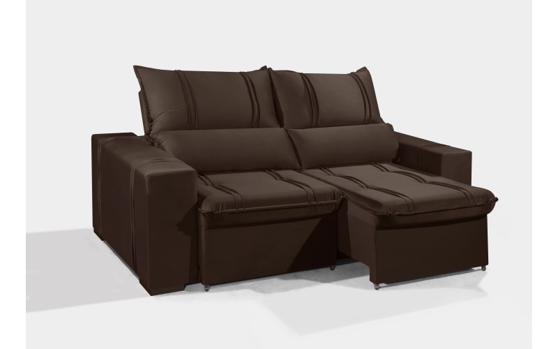 Sofá Retrátil e Reclinável 2.20m ESTILO ESTOFADOS - THOR com SoftGel D33 Velusoft "Marrom" Sofá Retrátil e Reclinável 2.20m ESTILO ESTOFADOS - THOR com SoftGel D33 Velusoft "Marrom"