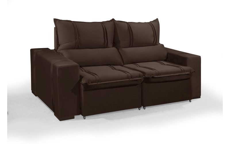 Sofá Retrátil e Reclinável 2.20m ESTILO ESTOFADOS - THOR com SoftGel D33 Velusoft "Marrom" Sofá Retrátil e Reclinável 2.20m ESTILO ESTOFADOS - THOR com SoftGel D33 Velusoft "Marrom"