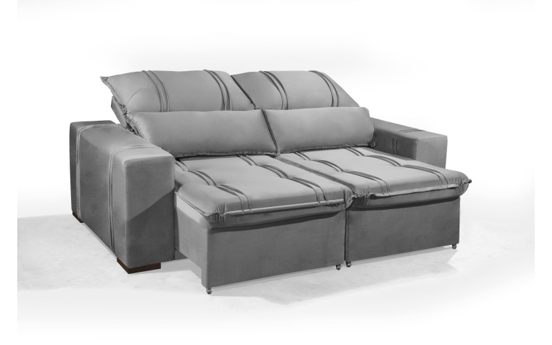 Sofá Retrátil e Reclinável 2.90m ESTILO ESTOFADOS - THOR com SoftGel D33 Velusoft "Prata" Sofá Retrátil e Reclinável 2.90m ESTILO ESTOFADOS - THOR com SoftGel D33 Velusoft "Prata"