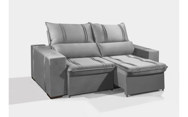 Sofá Retrátil e Reclinável 2.90m ESTILO ESTOFADOS - THOR com SoftGel D33 Velusoft "Prata" Sofá Retrátil e Reclinável 2.90m ESTILO ESTOFADOS - THOR com SoftGel D33 Velusoft "Prata"