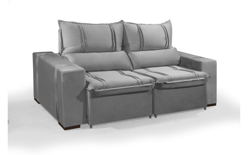 Sofá Retrátil e Reclinável 2.90m ESTILO ESTOFADOS - THOR com SoftGel D33 Velusoft "Prata" Sofá Retrátil e Reclinável 2.90m ESTILO ESTOFADOS - THOR com SoftGel D33 Velusoft "Prata"