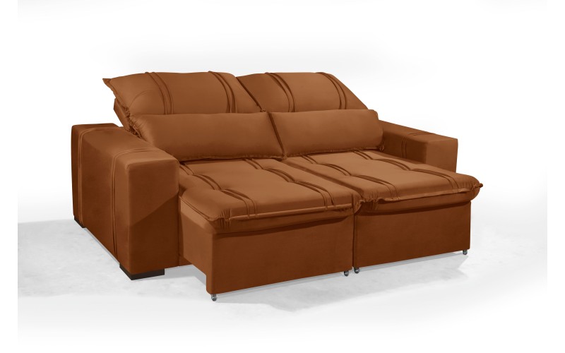 Sofá Retrátil e Reclinável 2.50m ESTILO ESTOFADOS - THOR com SoftGel D33 Velusoft "Terracota" Sofá Retrátil e Reclinável 2.50m ESTILO ESTOFADOS - THOR com SoftGel D33 Velusoft "Terracota"