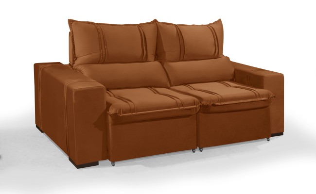 Sofá Retrátil e Reclinável 2.90m ESTILO ESTOFADOS - THOR com SoftGel D33 Velusoft "Terracota"
