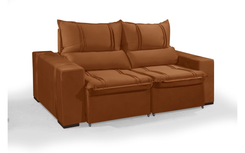 Sofá Retrátil e Reclinável 2.50m ESTILO ESTOFADOS - THOR com SoftGel D33 Velusoft "Terracota" Sofá Retrátil e Reclinável 2.50m ESTILO ESTOFADOS - THOR com SoftGel D33 Velusoft "Terracota"
