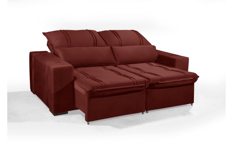 Sofá Retrátil e Reclinável 2.20m ESTILO ESTOFADOS - THOR com SoftGel D33 Velusoft "Vermelho" Sofá Retrátil e Reclinável 2.20m ESTILO ESTOFADOS - THOR com SoftGel D33 Velusoft "Vermelho"