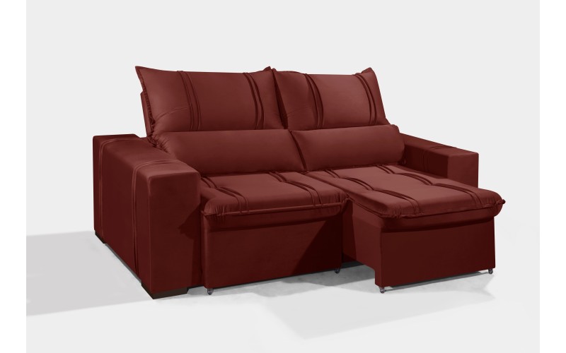 Sofá Retrátil e Reclinável 2.20m ESTILO ESTOFADOS - THOR com SoftGel D33 Velusoft "Vermelho" Sofá Retrátil e Reclinável 2.20m ESTILO ESTOFADOS - THOR com SoftGel D33 Velusoft "Vermelho"