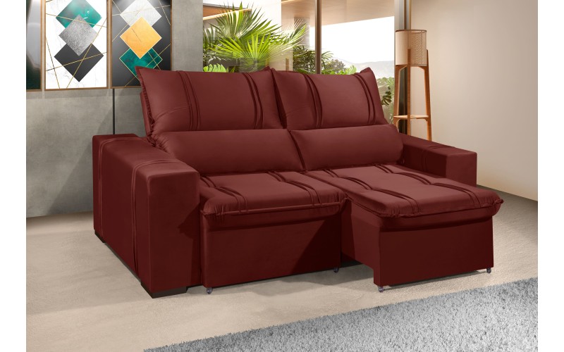Sofá Retrátil e Reclinável 2.20m ESTILO ESTOFADOS - THOR com SoftGel D33 Velusoft "Vermelho" Sofá Retrátil e Reclinável 2.20m ESTILO ESTOFADOS - THOR com SoftGel D33 Velusoft "Vermelho"