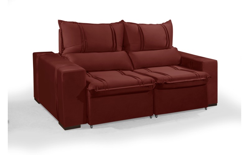 Sofá Retrátil e Reclinável 2.20m ESTILO ESTOFADOS - THOR com SoftGel D33 Velusoft "Vermelho" Sofá Retrátil e Reclinável 2.20m ESTILO ESTOFADOS - THOR com SoftGel D33 Velusoft "Vermelho"