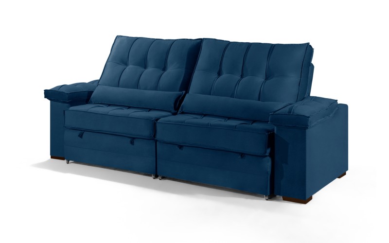 Sofá Retrátil Reclinável TOGO 2,90m ESTILO ESTOFADOS - França Velusoft COR "AZUL" Sofá Retrátil Reclinável TOGO 2,90m ESTILO ESTOFADOS - França Velusoft COR "AZUL"