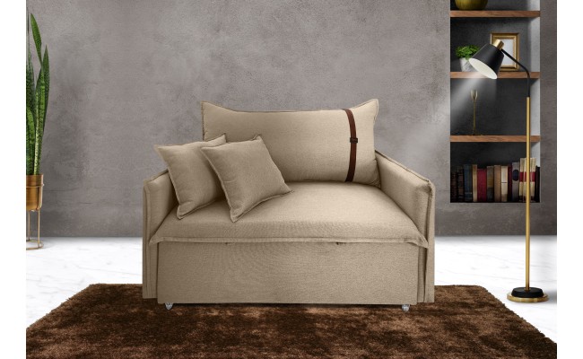 Poltrona Sofá Cama Valence Premium 100cm SoftGel D33  Linho Bege