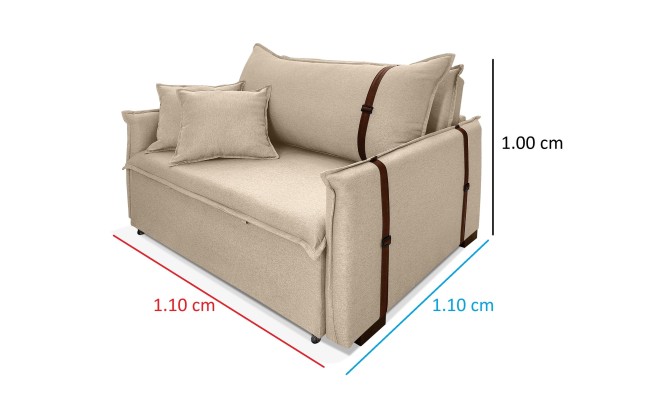 Poltrona Sofá Cama Valence Premium 140cm SoftGel D33  Linho Bege