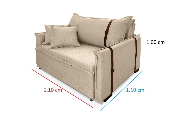Poltrona Sofá Cama Valence Premium 100cm SoftGel D33 Linho Bege Poltrona Sofá Cama Valence Premium 100cm SoftGel D33 Linho Bege