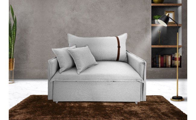 Poltrona Sofá Cama Valence Premium 140cm SoftGel D33  Linho Cinza Claro