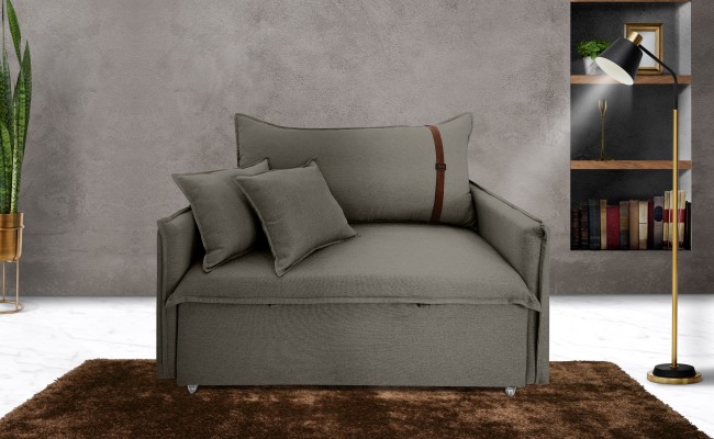 Poltrona Sofá Cama Valence Premium 100cm SoftGel D33  Linho Cinza