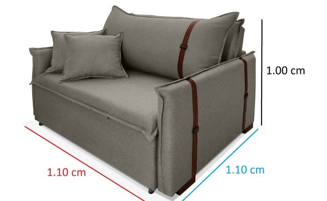 Poltrona Sofá Cama Valence Premium 100cm SoftGel D33  Linho Cinza