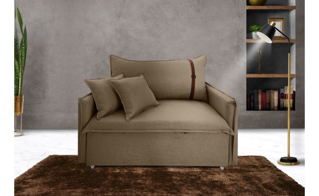 Poltrona Sofá Cama Valence Premium 140cm SoftGel D33  Linho Marrom