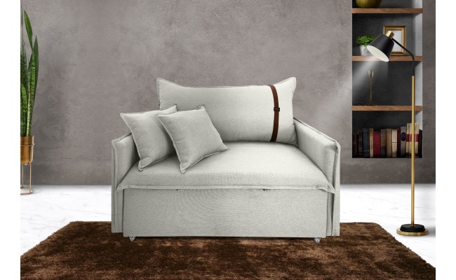 Poltrona Sofá Cama Valence Premium 140cm SoftGel D33  Linho Palha