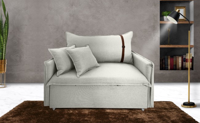 Poltrona Sofá Cama Valence Premium 100cm SoftGel D33  Linho Palha