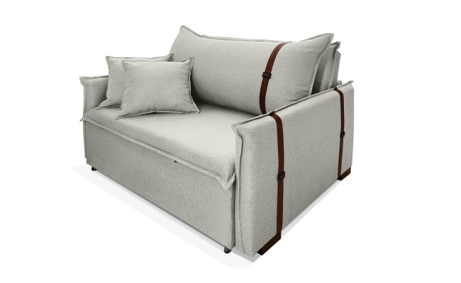 Poltrona Sofá Cama Valence Premium 100cm SoftGel D33  Linho Palha