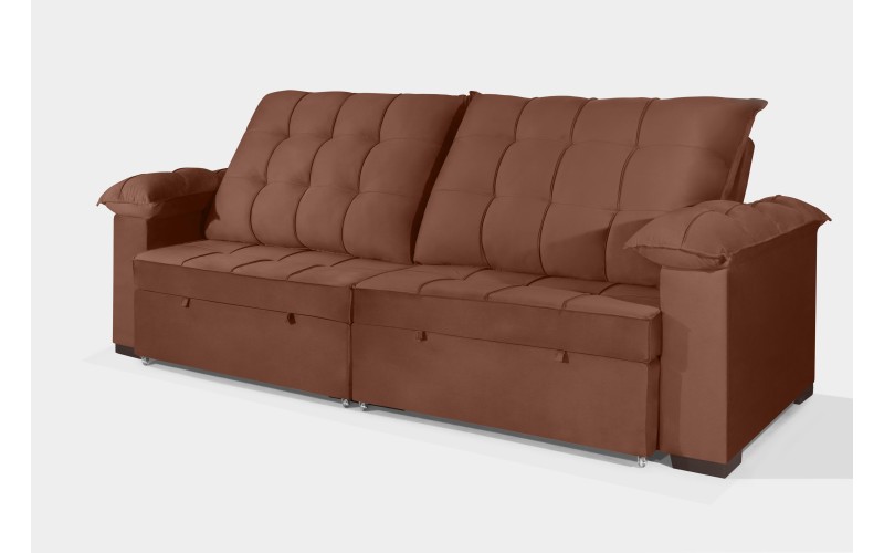 Sofá Retrátil e Reclinável 2,30m Canadá ESTILO ESTOFADOS - Sude Veludo cor "Terracota" Sofá Retrátil e Reclinável 2,30m Canadá ESTILO ESTOFADOS - Sude Veludo cor "Terracota"
