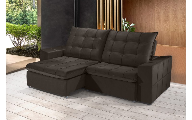 Sofá Retrátil e Reclinável 2,50m ESTILO ESTOFADOS - CANCÚN com SoftGel D33 "MARROM" Sofá Retrátil e Reclinável 2,50m ESTILO ESTOFADOS - CANCÚN com SoftGel D33 "MARROM"